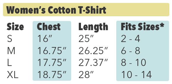 Ready Set Run Co | Women's Cotton T-Shirt | Size Chart